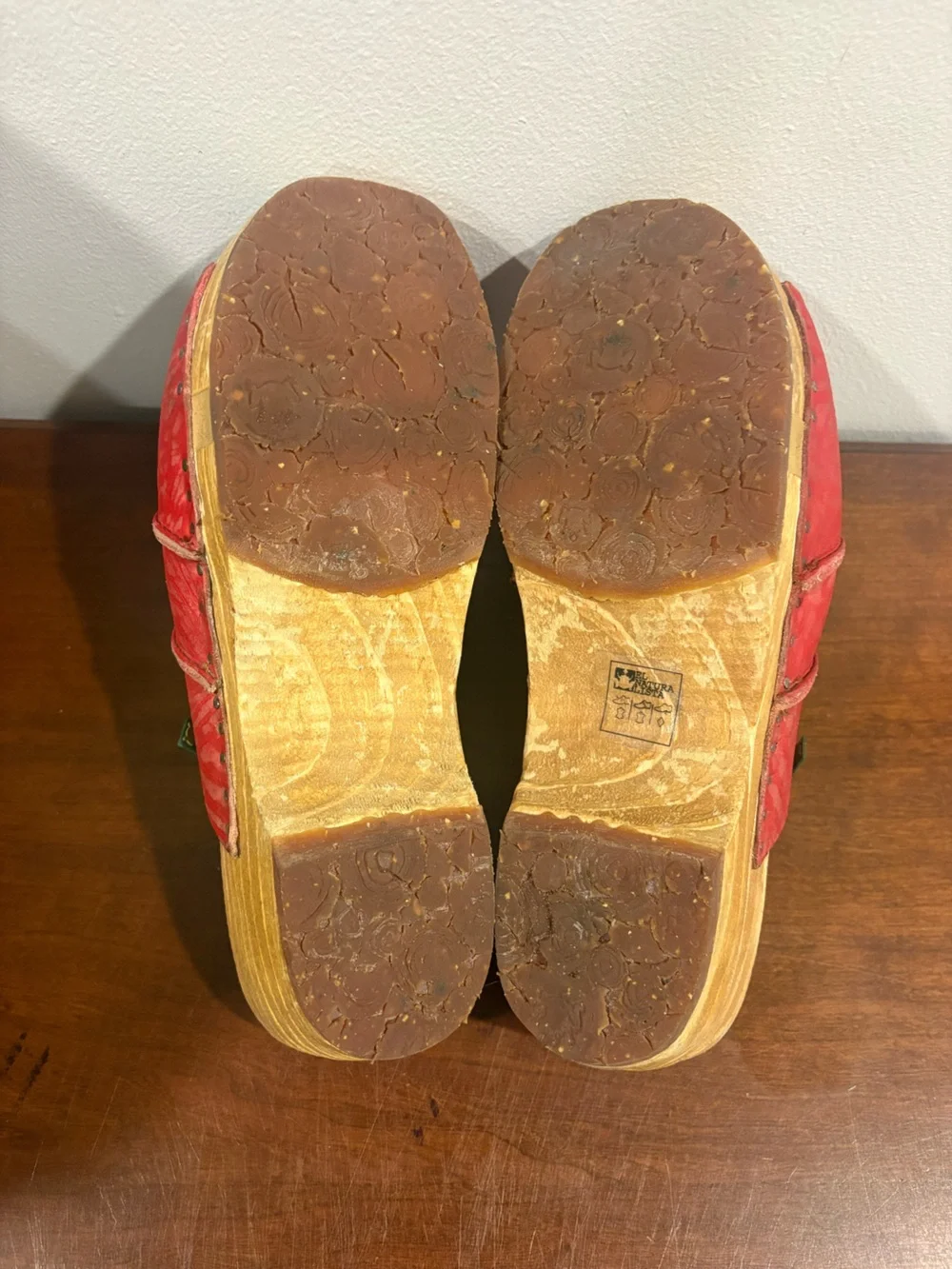 El Naturalista Red Leather Sandal Wedges EU 39
